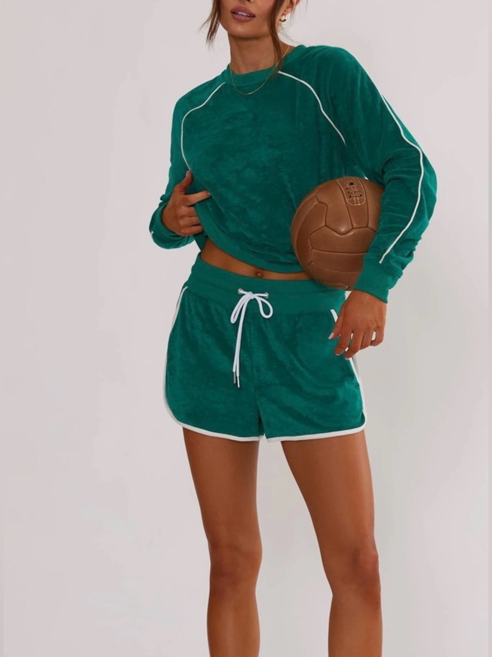Beach Riot Blue (not green) Terry Drawstring Athletic Shorts and Sweatshirt